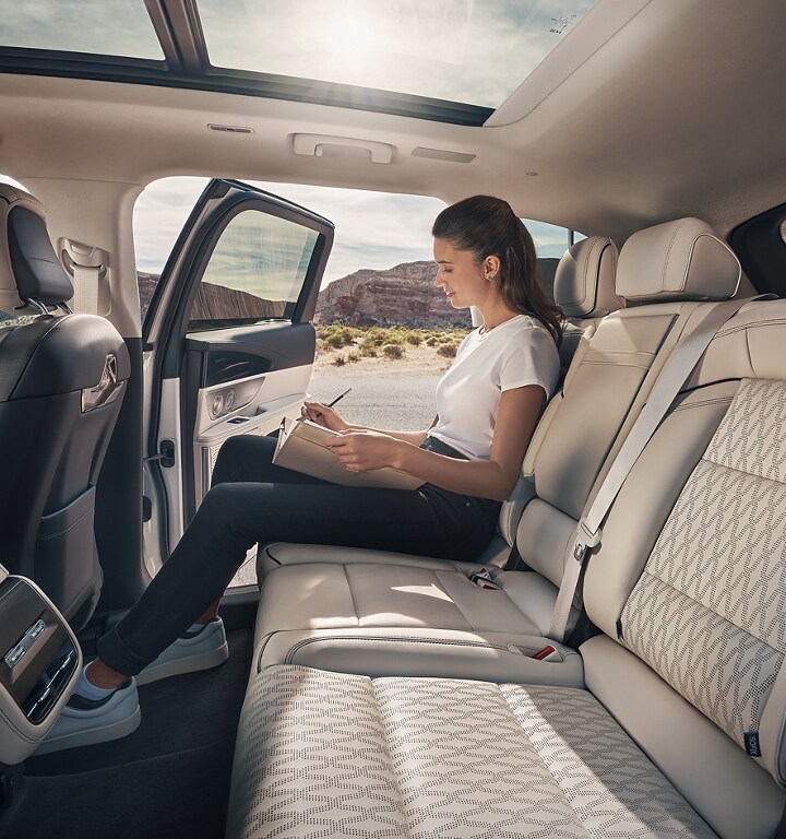 The texture of the Chalet theme leather-trimmed seat