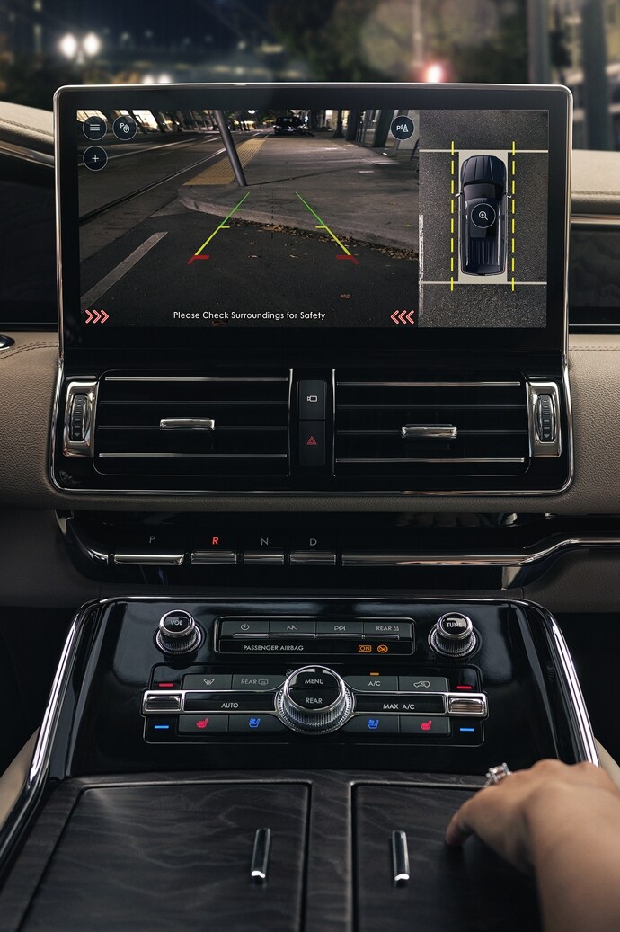 A 360-Degree Camera is shown on the 13.2-inch center touchscreen showing a rear camera and bird’s-eye view