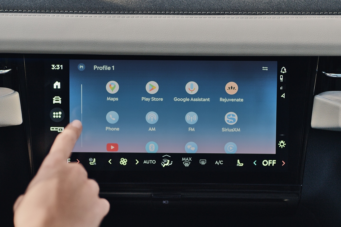 A person touches the center touchscreen of a 2025 Lincoln Navigator® SUV